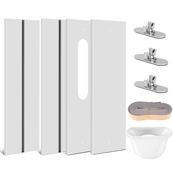 Portable Air Conditioner Window Vent Kit,4 Packs PVC Seal Panel, Max Adjustable Length 65 Inch, 5.9" Diameter Coupler, Universal Portable AC Duct Kit for Sliding Vertical & Horizontal Window