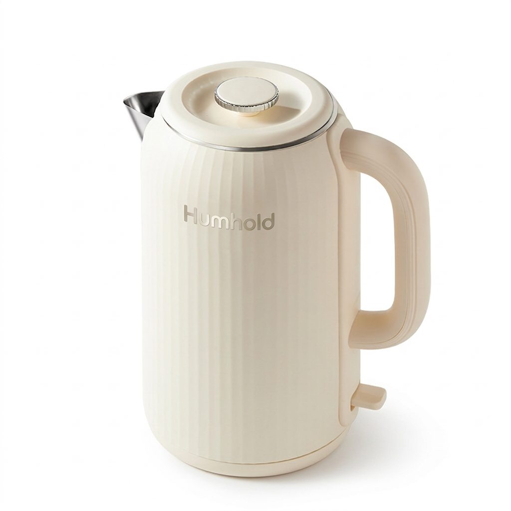Humhold 2.5L Cream Beige Double-Wall Electric Kettle - 2000W Fast Boil with Auto Shut-Off & Keep Warm Function, BPA-